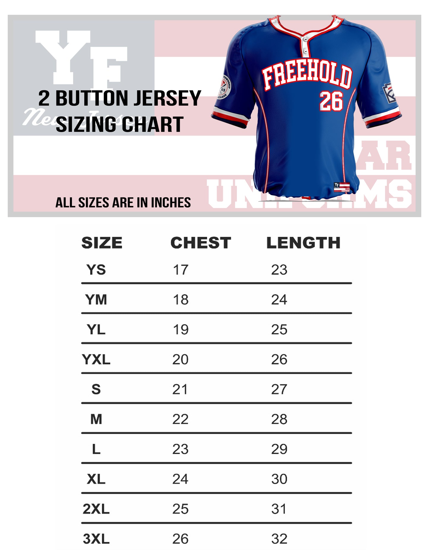 Freehold Township Little League Baseball Uniform Bundle