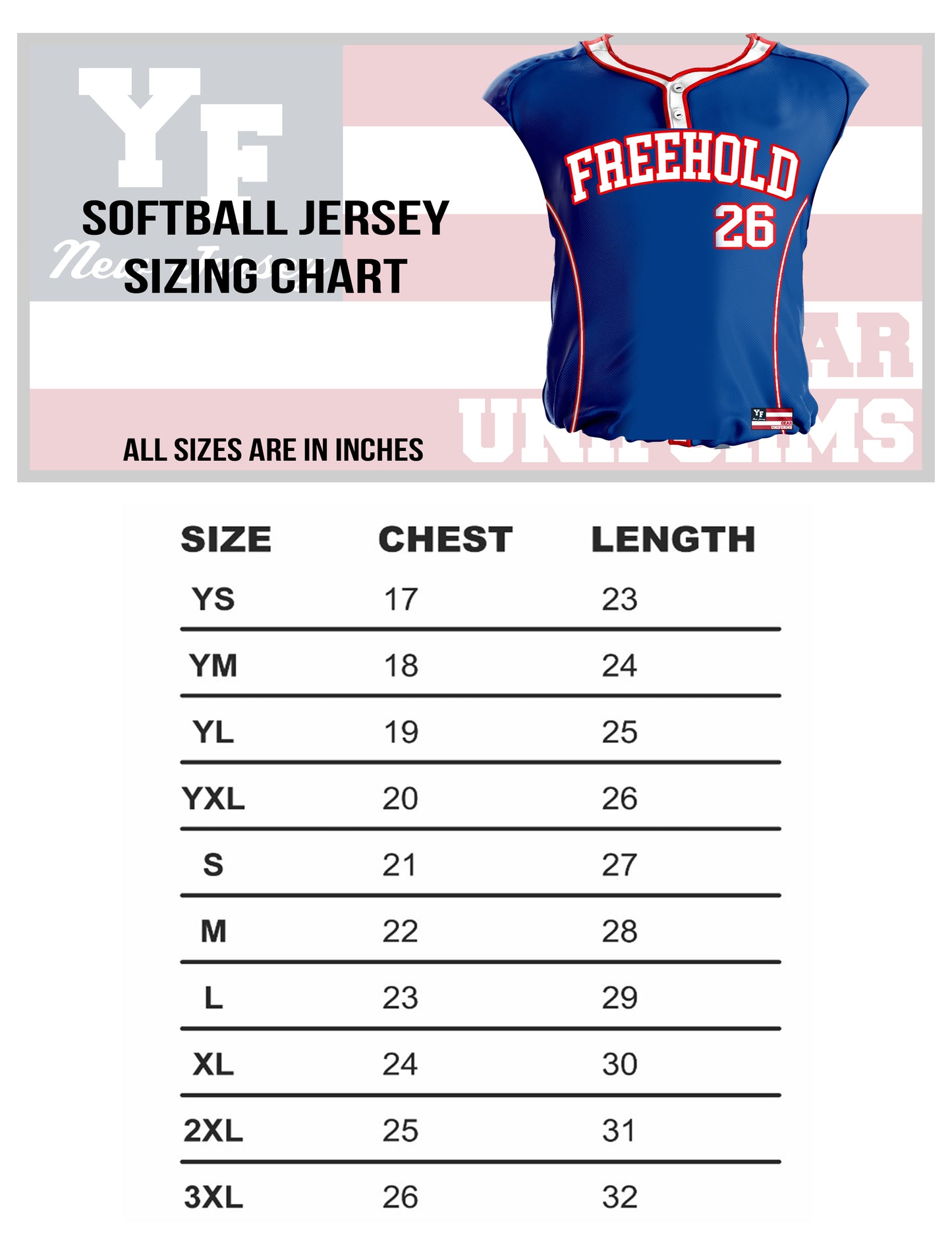 Freehold Township Little League Softball Uniform Bundle