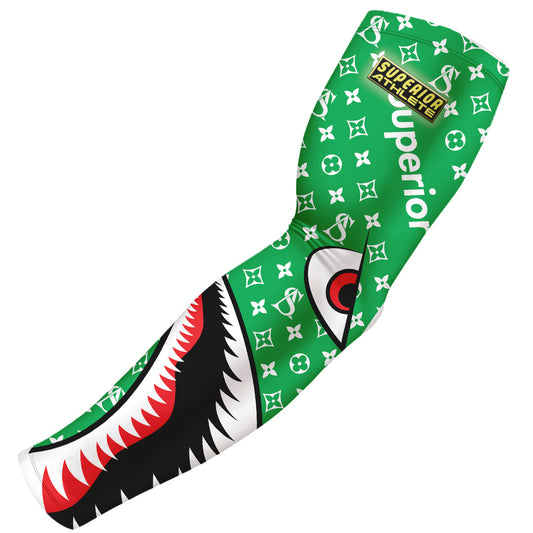 Shark Style Green with White Superior Athlete Arm Sleeve